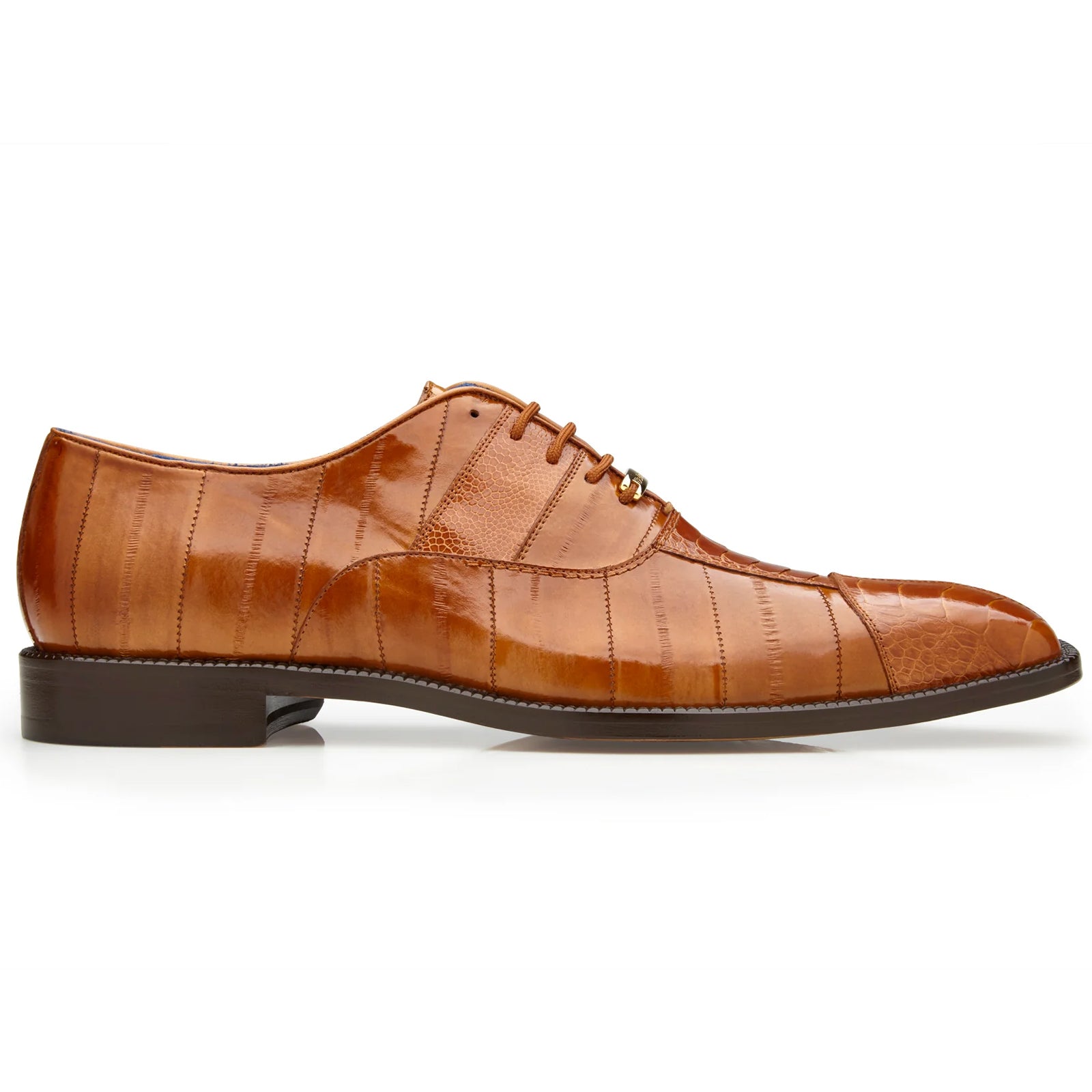Men's Belvedere Mare Ostrich Leg & Eel Skin Dress Shoe in Camel Men's Belvedere Mare Ostrich Leg & Eel Skin Dress Shoe in Camel