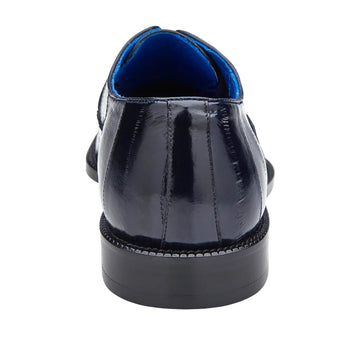 Men's Belvedere Mare Ostrich Leg & Eel Skin Dress Shoe in Navy Blue 2 MEN 2P7 NAVY-M-09  - from alligatorwarehouse.com