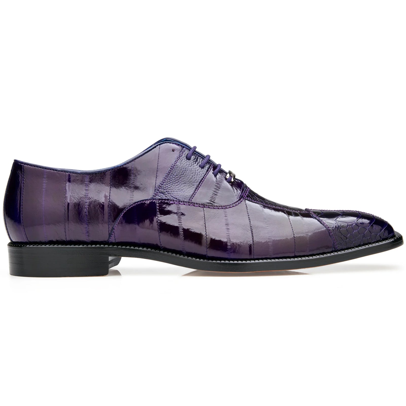 Men's Belvedere Mare Ostrich Leg & Eel Skin Dress Shoe in Purple 1 MEN 2P7 PURPLE-M-09.5  - from alligatorwarehouse.com