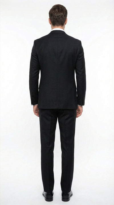 Tiglio Men’s Black 3 Pieacce Suit – Classic Formal Business Suit with Vest for Wedding and Special Occasion