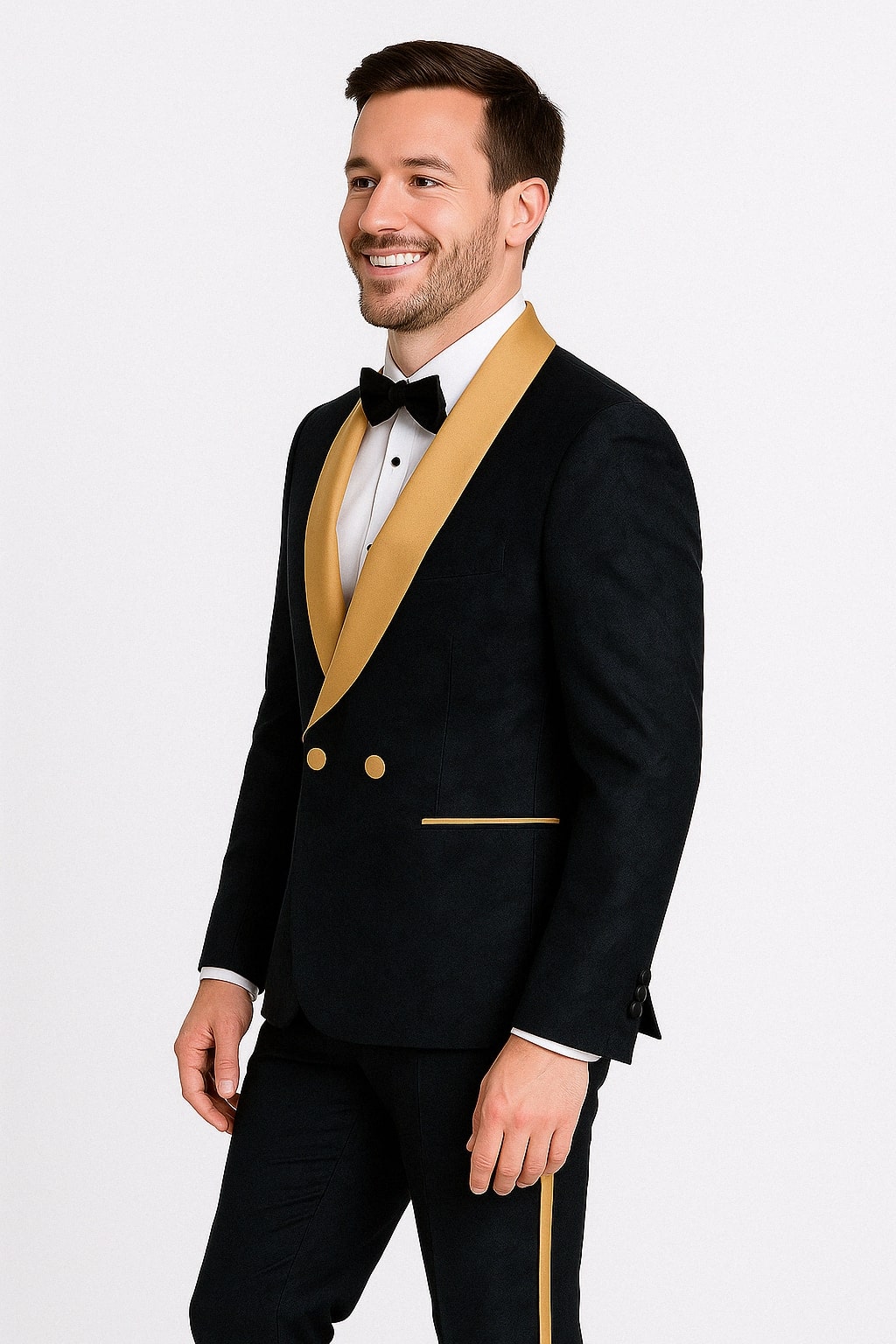 Men's Black and Gold Shawl Lapel Tuxedo with Jacquard Texture – Wedding & Prom Suit 2   - from alligatorwarehouse.com