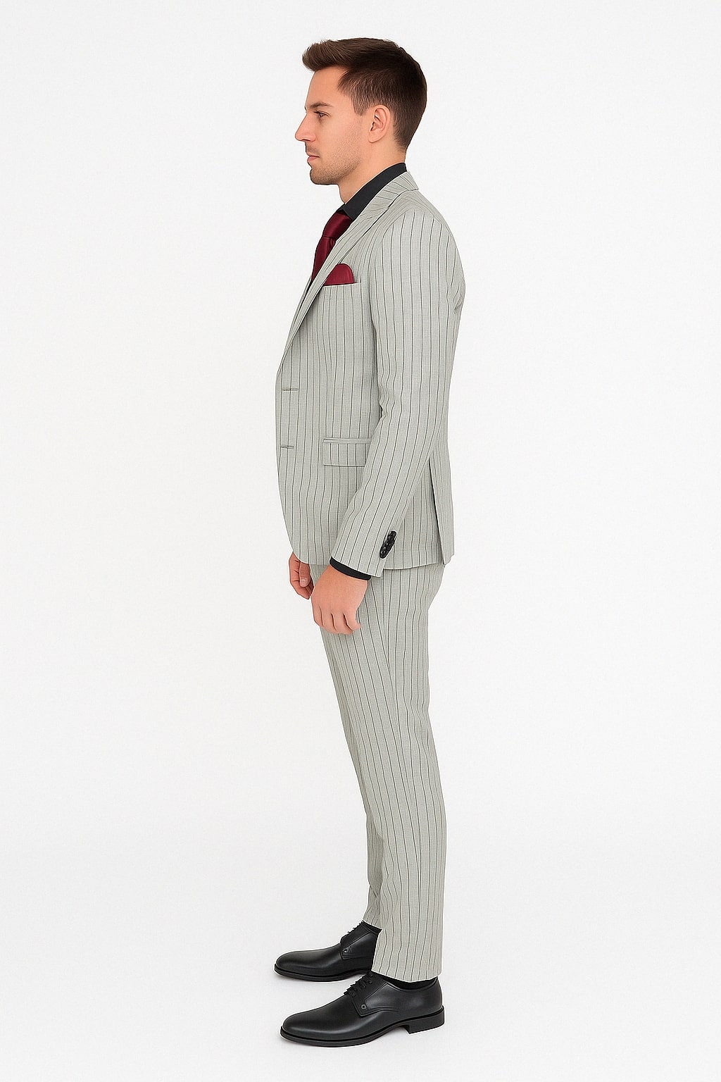 Men's Grey and Black Pinstripe Three-Piece Suit 1920s Suit Gangster Stripe Vintage Look 3   - from alligatorwarehouse.com