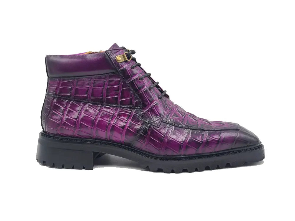 Men's Lace-up Boots Alligator Embossed 1 KB516-50PURPLE10  - from alligatorwarehouse.com