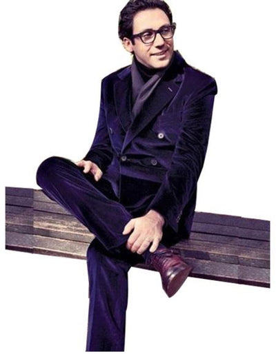 Men's Alberto Nardoni Dark Navy Blue Double Breasted Velvet Suit + Velvet Pants - Slim Fitted 1 52-3113  - from alligatorwarehouse.com