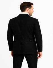 Men's Black Safari Suit with Textured Utility Jacket and Matching Trousers - Casual Walking Suit by Rossiman