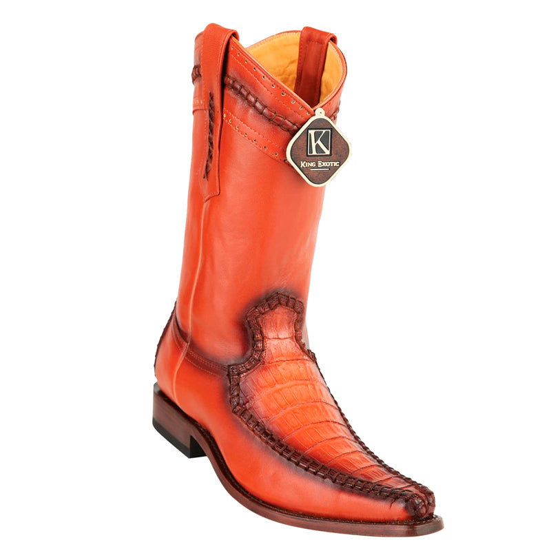 Men's King Exotic Boots Genuine Caiman Belly European Toe Cognac (477bd8203)