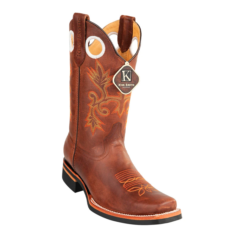 Men's King Exotic Boots Genuine Leather Square Toe Handcrafted Brown (48153807) 1   - from alligatorwarehouse.com