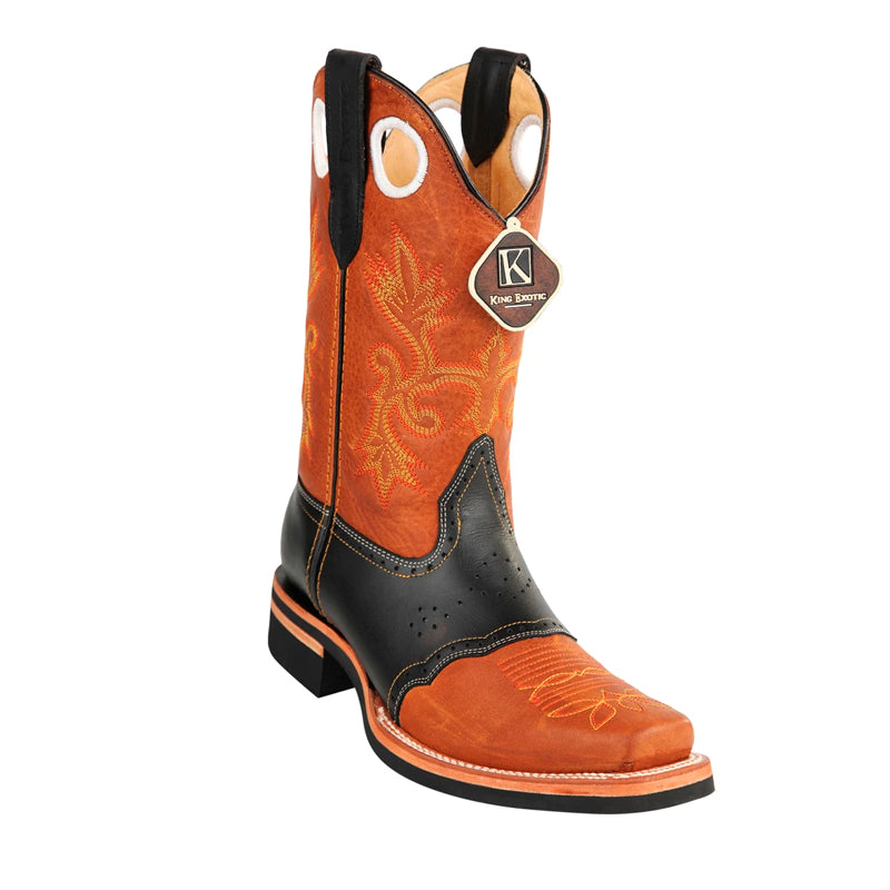 Men's King Exotic Boots Genuine Leather With Saddle Vamp Handcrafted  Honey & Black (48112751-2) 1   - from alligatorwarehouse.com