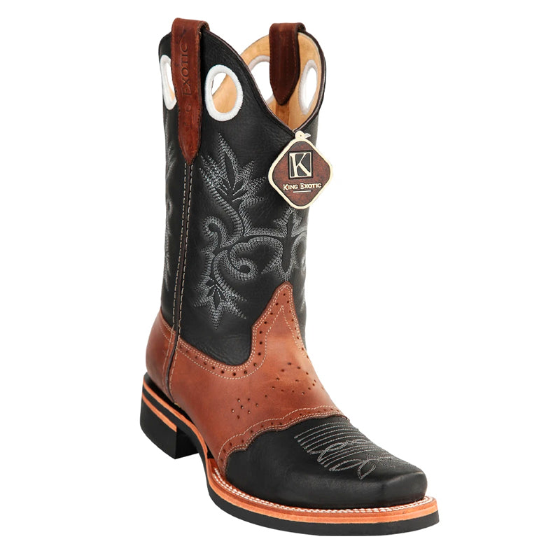 Men's King Exotic Boots Genuine Leather With Saddle Vamp Handcrafted  Black & Brown  (48112705-2) 2   - from alligatorwarehouse.com