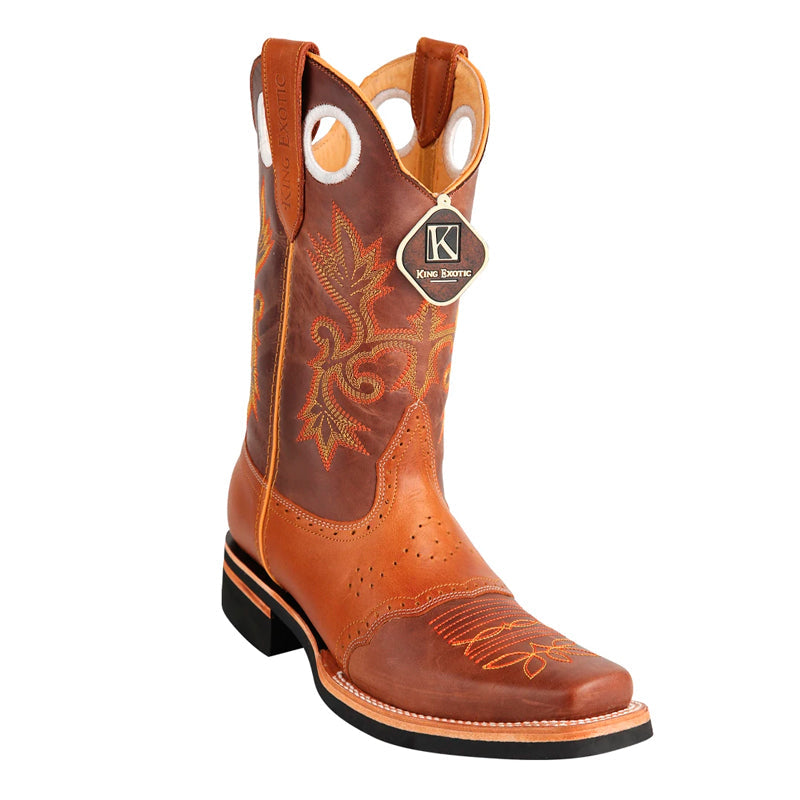 Men's King Exotic Boots Genuine Leather With Saddle Vamp Handcrafted Brown & Honey (48113807-2) 1   - from alligatorwarehouse.com
