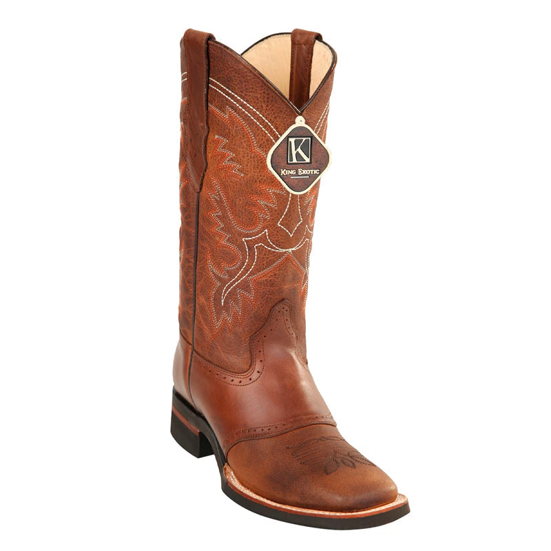 Men's King Exotic Boots Genuine Leather With Saddle Vamp Handcrafted Honey & Brown 1   - from alligatorwarehouse.com