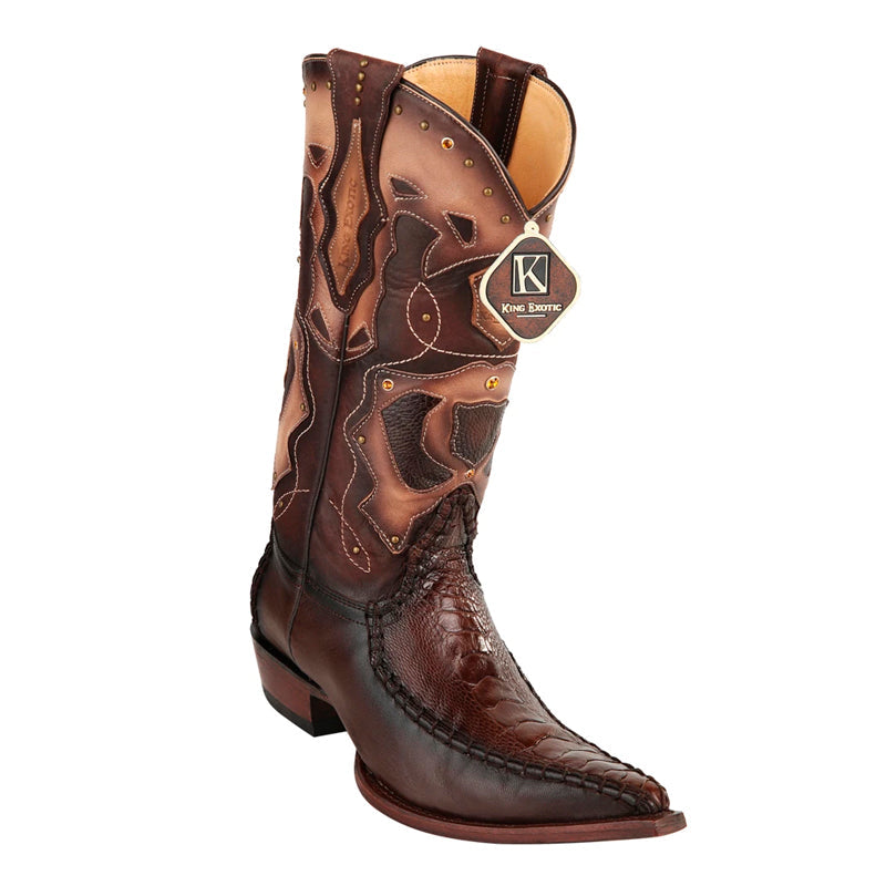 Men's King Exotic Boots Genuine Ostrich Leg 3x Toe Boot - Brown (495v20507) 1   - from alligatorwarehouse.com