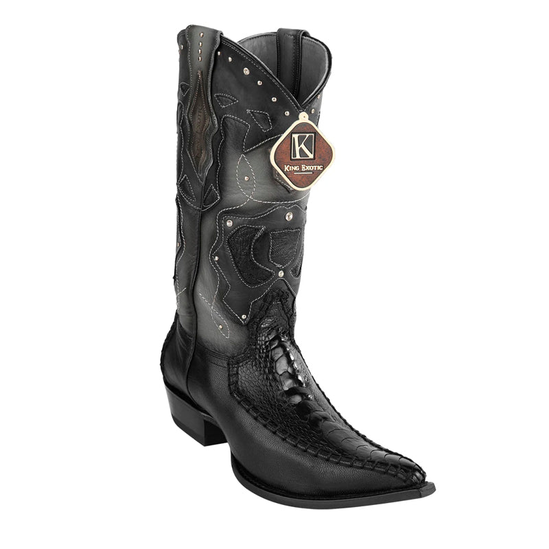 Men's King Exotic Boots Genuine Ostrich Leg 3x Toe Boot - Black (495v20505) 1   - from alligatorwarehouse.com