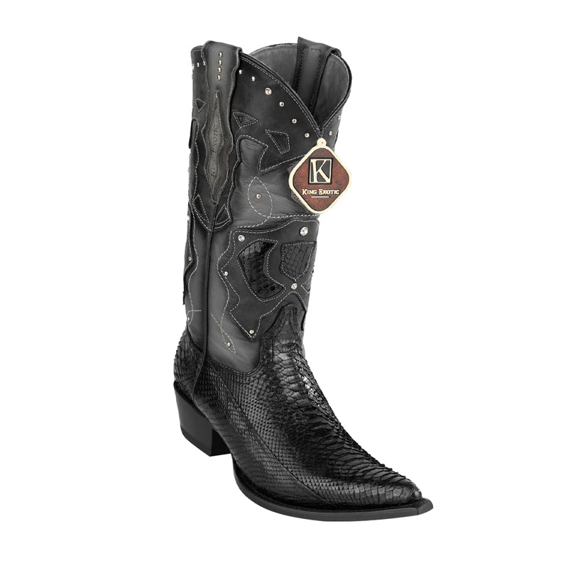 Men's King Exotic Boots Genuine Python 3x Toe Black (495vf5705) 1   - from alligatorwarehouse.com
