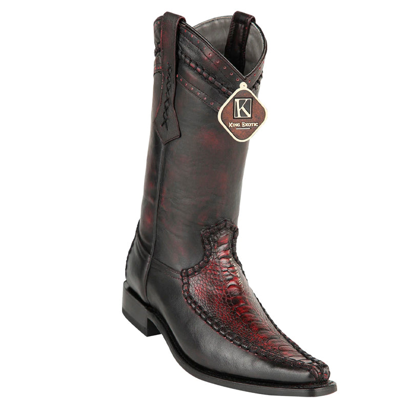 Men's King Exotic Boots Ostrich Leg European Toe Black Cherry (477bd0518) 1   - from alligatorwarehouse.com