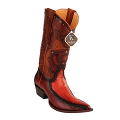 Men's King Exotic Boots Teju Lizard Boots 3x Toe Handcrafted Cognac Burnished (495v20703)