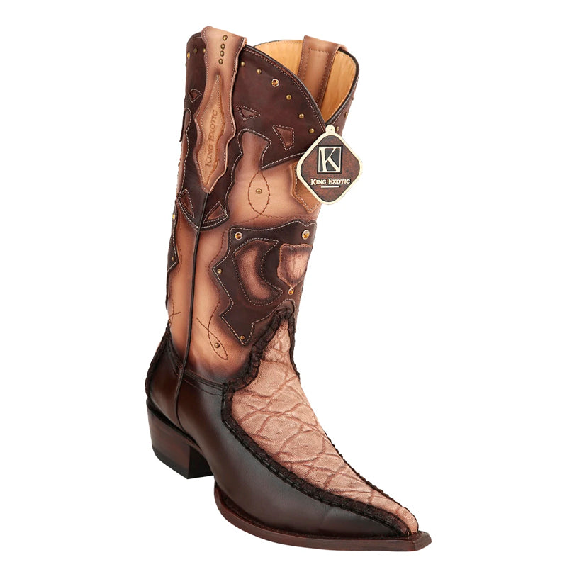 Men's King Exotic Elephant Skin 3x Toe Boots Oryx Burnished (495v27011) 1   - from alligatorwarehouse.com