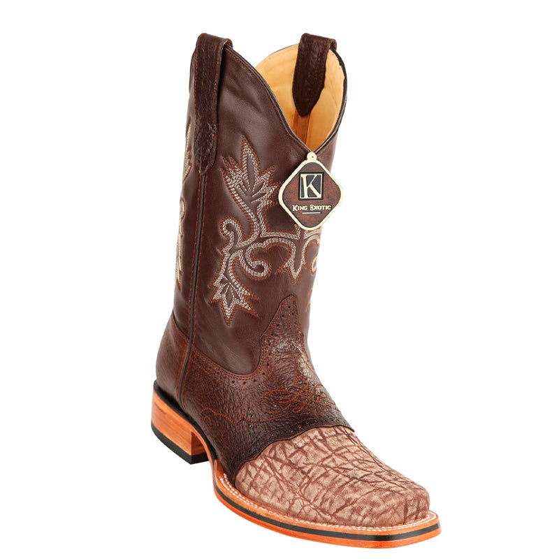 Men's King Exotic Elephant Skin Boots With Saddle Square Toe Handcrafted Oryx (48177011) 1   - from alligatorwarehouse.com