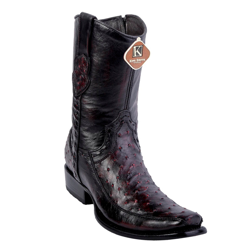 Men's King Exotic Genuine Ostrich Boots Dubai Toe Handcrafted Black Cherry (479BF0318) 1   - from alligatorwarehouse.com