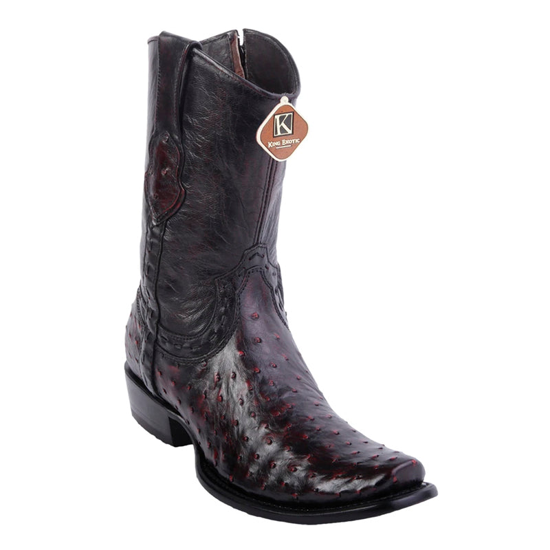 Men's King Exotic Ostrich Boots Dubai Toe Handcrafted Black Cherry (479B0318) 1   - from alligatorwarehouse.com