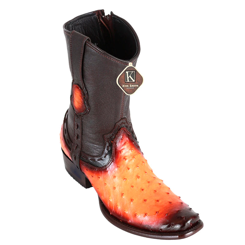 Men's King Exotic Ostrich Yellow Gold Boots Dubai Toe Handcrafted Faded Buttercup (479B0301)