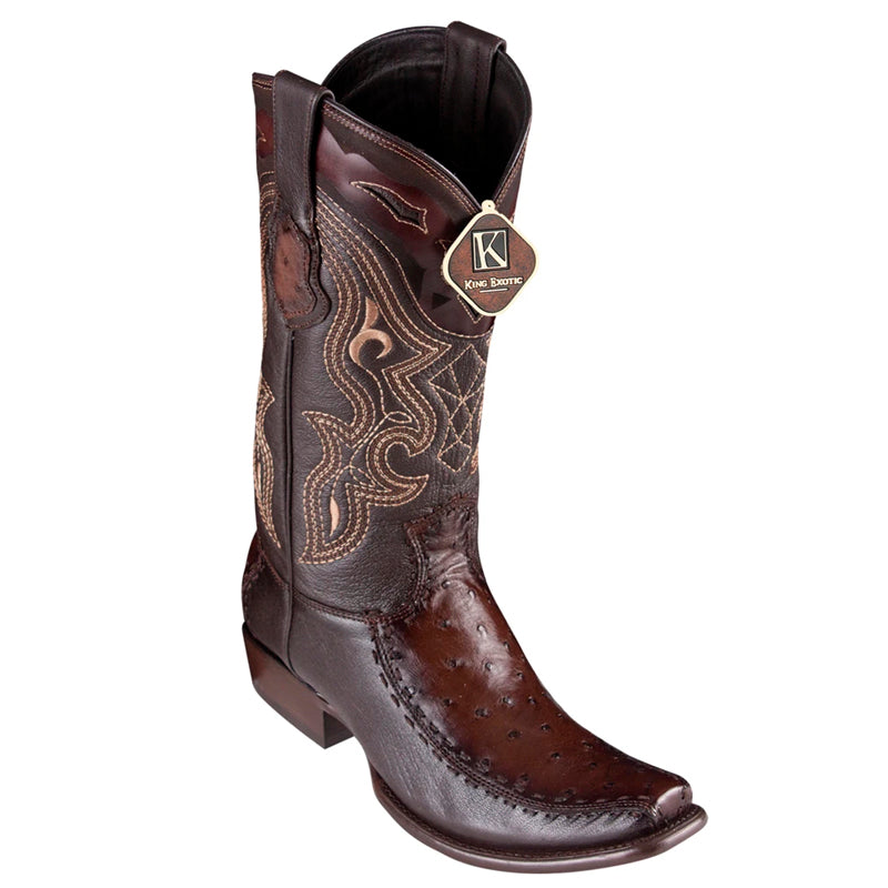 Men's King Exotic Ostrich Boots With Deer Dubai Toe Handcrafted Faded Brown (479F0316) 1   - from alligatorwarehouse.com