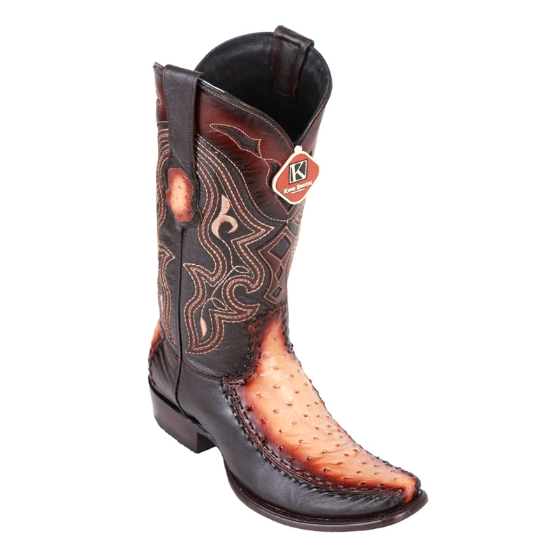 Men's King Exotic Ostrich Boots With Deer Dubai Toe Handcrafted Faded Oryx (479F0315)