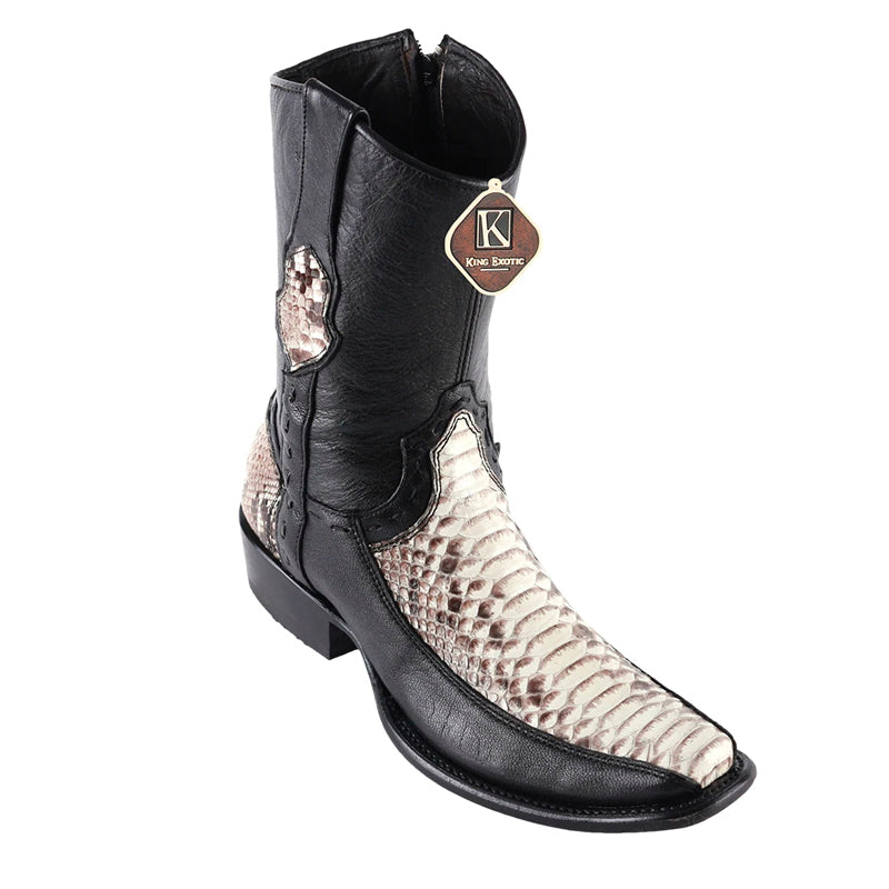 Men's King Exotic Python Boots With Deer Dubai Toe Handcrafted Natural (479BF5749) 1   - from alligatorwarehouse.com