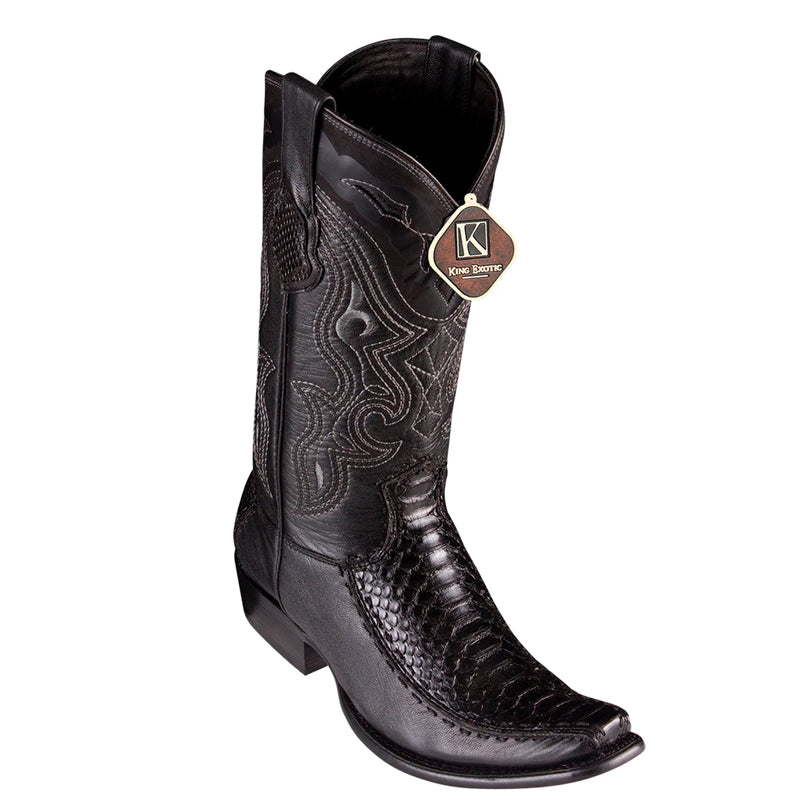 Men's King Exotic Python Boots With Deer Dubai Toe Handcrafted Black (479F5705) 1   - from alligatorwarehouse.com