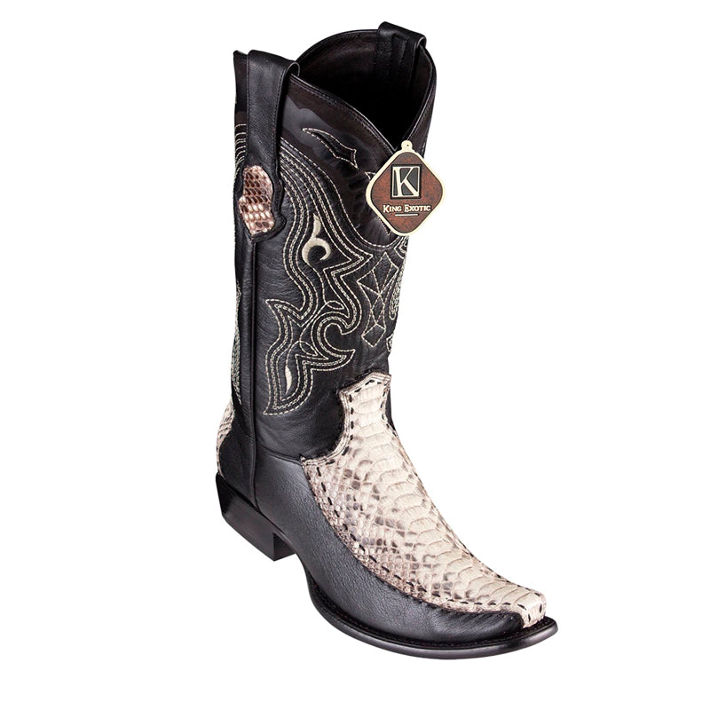 Men's King Exotic Python Boots With Deer Dubai Toe Handcrafted Natural (479F5749) 1   - from alligatorwarehouse.com