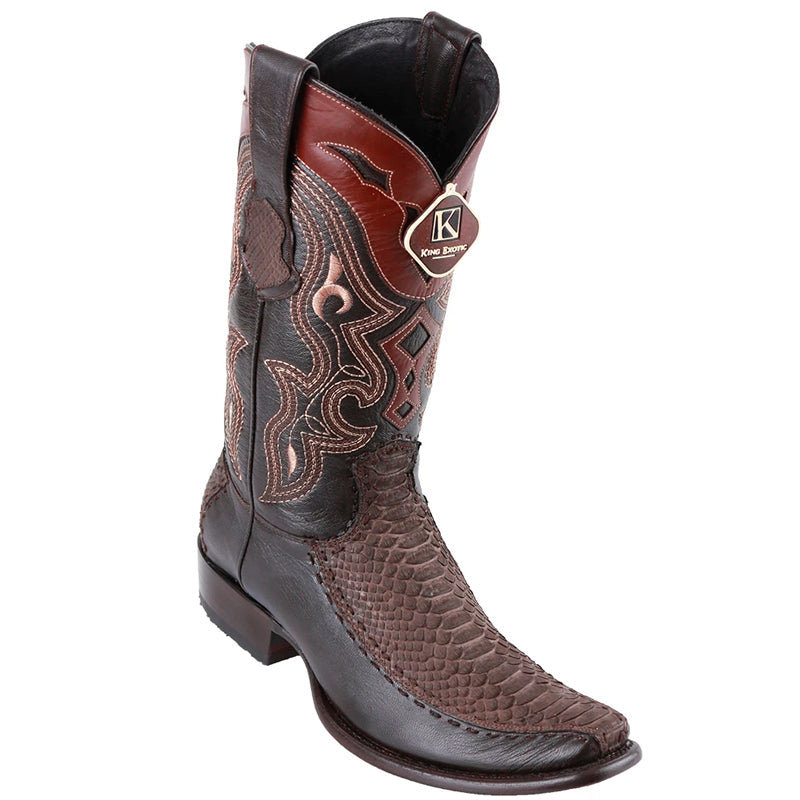 Men's King Exotic Python Boots With Deer Dubai Toe Handcrafted Brown (479FN5707) 1   - from alligatorwarehouse.com