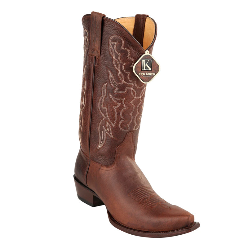 Men's King Exotic Snip Toe Grisly Leather Boots Handmade Brown (4942707) 1   - from alligatorwarehouse.com