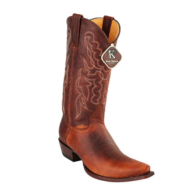 Men's King Exotic Snip Toe Rage Leather Boots Handmade Walnut (4949940) 1   - from alligatorwarehouse.com