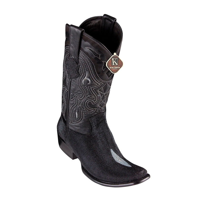 Men's King Exotic Stingray Boots Dubai Toe Handcrafted Black Single Stone (4791205) 1   - from alligatorwarehouse.com
