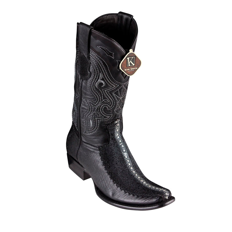 Men's King Exotic Stingray Boots With Deer Dubai Toe Handcrafted  Rowstone Black (479F1105) 1   - from alligatorwarehouse.com