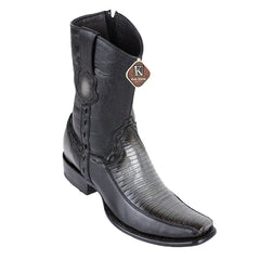 Men's King Exotic Teju Lizard Boots With Deer Dubai Toe Handcrafted Faded Gray (479BF0738)
