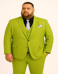 Men's Lime Green Three-Piece Suit with Floral Tie ƒ?? Slim Fit Tuxedo for Weddings & Parties