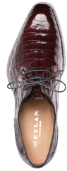 Men's Cratos Genuine Crocodile Burgundy Derby Shoes By Mezlan Made In Spain Brand