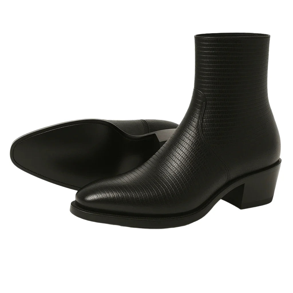 Men’s Dress Ankle Boots – Los Altos Boots – Black Exotic Skin