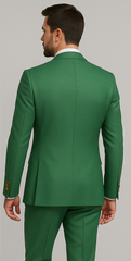 Men’s Green Slim Fit Suit by Rossiman – Stylish Double-Breasted Vest & Flat Front Pants
