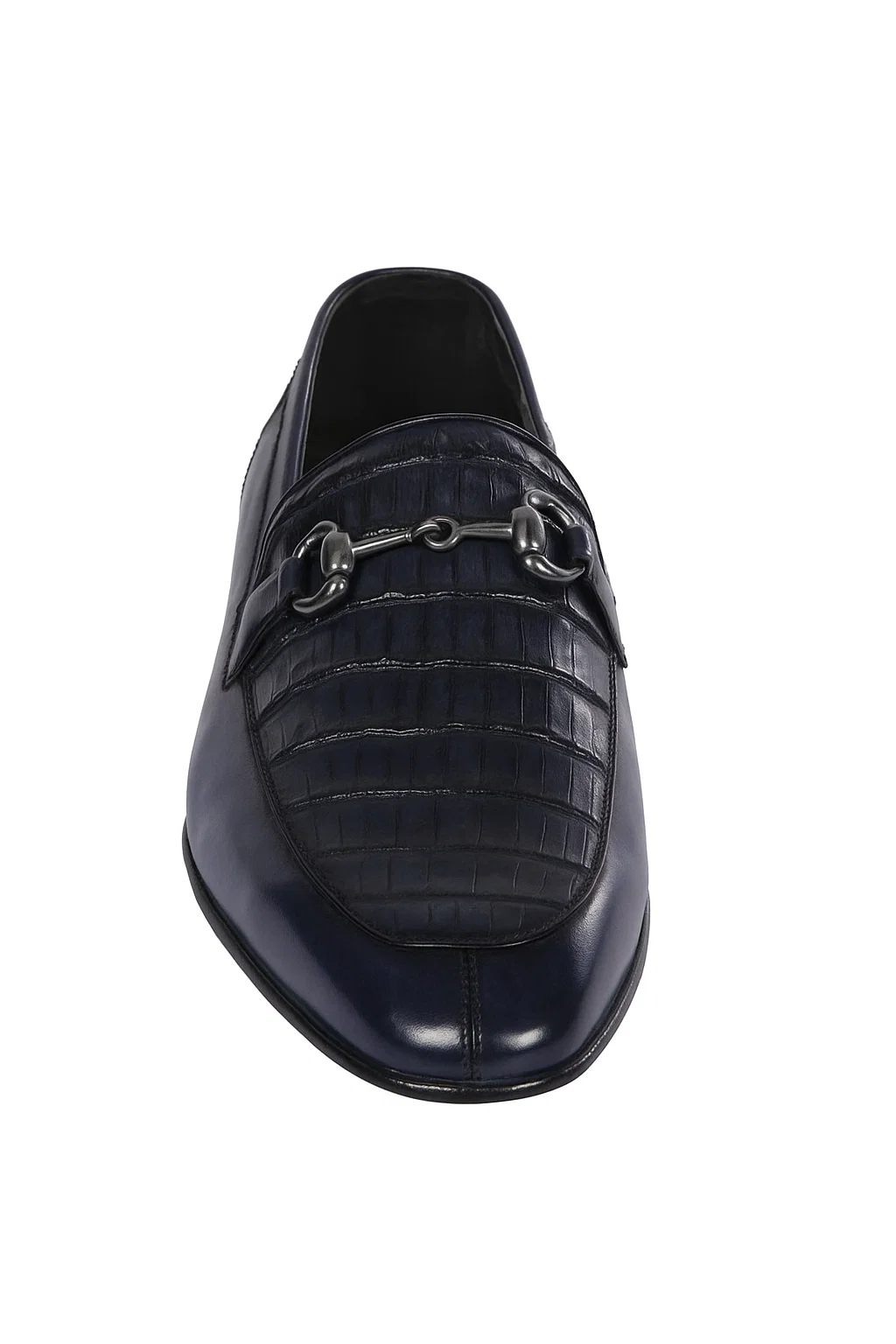 Men’s Prestige Navy Slip-On Shoes – Genuine Crocodile & Calfskin Fusion 4   - from alligatorwarehouse.com