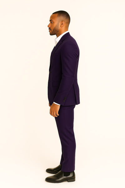 Mens Classic Three-Piece Purple Suit ƒ?? Formal Slim Fit Tuxedo Set with Vest