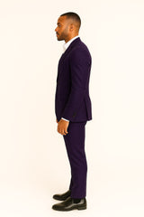 Mens Classic Three-Piece Purple Suit ƒ?? Formal Slim Fit Tuxedo Set with Vest