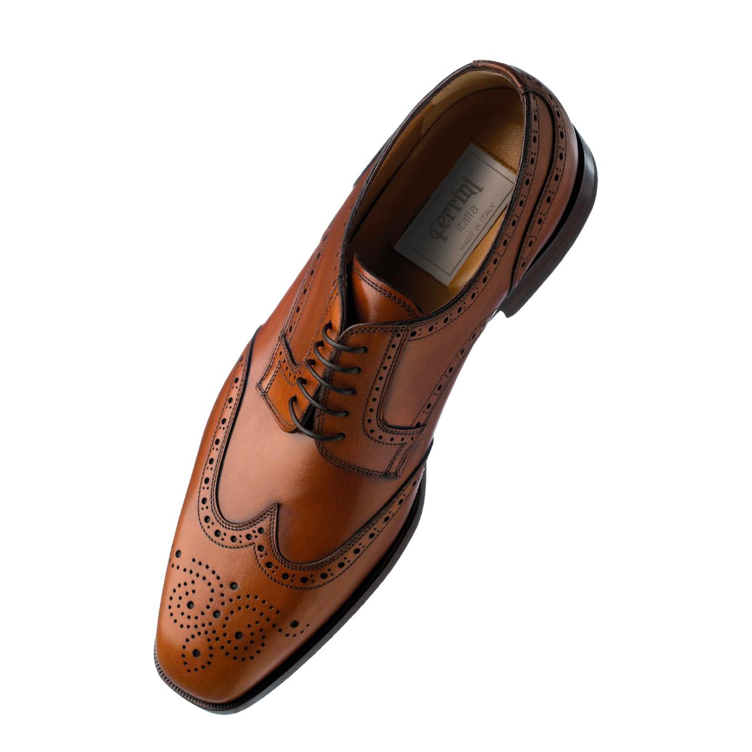 Mens Ferrini French Calfskin Wingtip Dress Shoe in Camel 1 F3704-CM-115  - from alligatorwarehouse.com