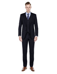Mens Modern Fit Vested Suit Navy Blue