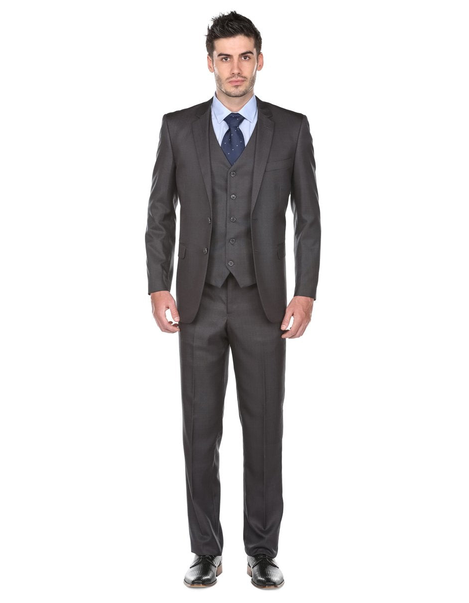 Pleated Suit - Mens Suits With Pleated Pant - Regular Fit Charcoal Grey Suit