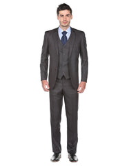 Pleated Suit - Mens Suits With Pleated Pant - Regular Fit Charcoal Grey Suit
