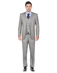 Pleated Suit - Mens Suits With Pleated Pant - Regular Fit Light Grey Suit