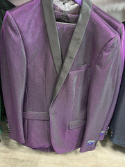 Mens Shiny Purple Tuxedo Jacket with Black Satin Shawl Lapel ƒ?? Formal Party Blazer for Prom and Weddings