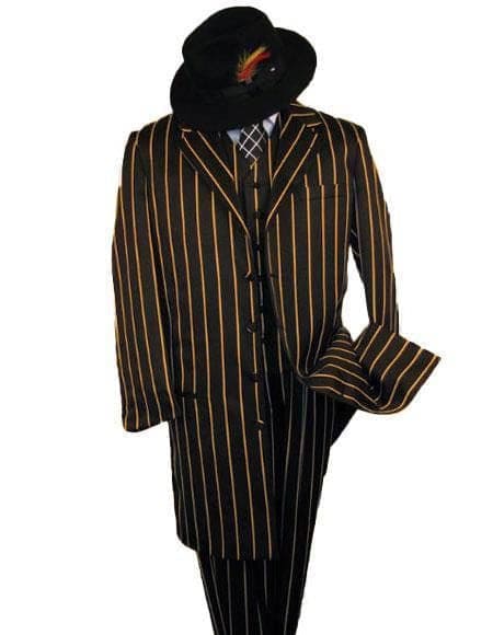 Mens Gangster Navy and White Chalk Stripe